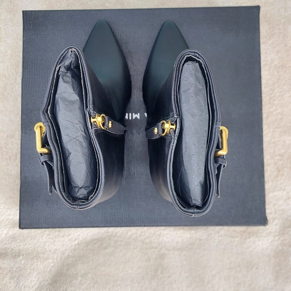 Rebecca Minkoff Black Ankle Boots with Gold Buckles - Picture 6 of 16